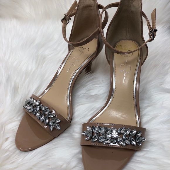 Jessica Simpson Maclin Nude Jeweled Pump size 9 - Picture 2 of 8